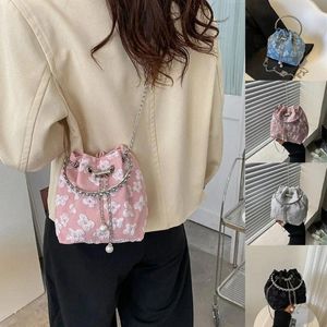 Bolsos para el hombro estilo coreano flor longitud de botín con monedero de bolso de bolso de mezclilla de mezclilla