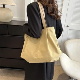 Schoudertassen Koreaanse vrouwen grote canvas tas tas voor vrouw 2024 blanco vaste kleur casual doek studenten boekzak vrouwelijke handtassen