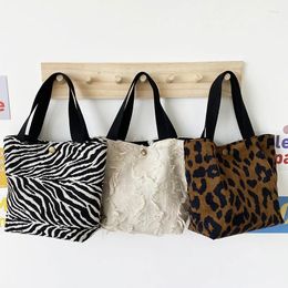 Schoudertassen dames canvas tas vrouwen eenvoudig zebra patroon all-match tote retro luipaard print eco vriendelijke picknicle lunchbox voor meisjes