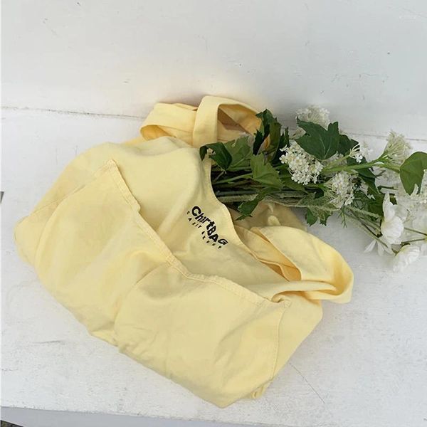 Sacs à bandouliers pour dames toile Sac à provisions Femmes coréennes colorianes Lettre de couleur solide sac à main sac à main