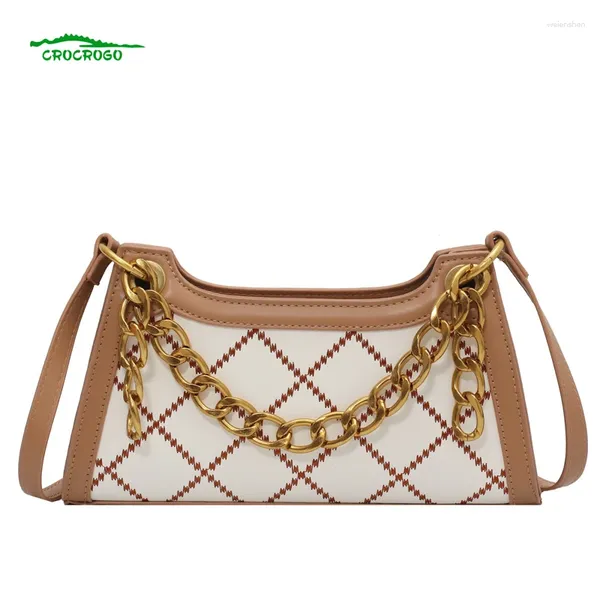 Bolsos de hombro Damas Fashion Rhombus Cadena impresa Bolso de cuero Rectángulo Rectángulo de la cremallera Compra de compras iPhone Messenger bolso