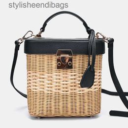 Schoudertassen dames lederen band met één schouder crossbody tas handgemaakte mode natuurlijk geweven ronde rattan handtasstylisheendibags