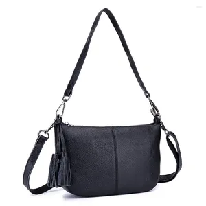 Schoudertassen Dames Luxe Handtassen Echt Leer Dames Casual Messenger Bag Eenvoudige Zachte Designer Koeienhuid Kwasten