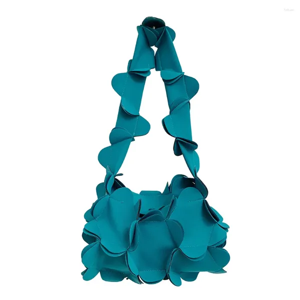 Bolsos de hombro Bolso de mensajero para mujer Nudo de lazo Flor 3D portátil Cuero de PU Color sólido Exquisito Regalo de cumpleaños Fiesta de viaje de compras
