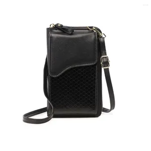 Bolsas de hombro Bolso de teléfono móvil de las damas 2024 PU Cuero cremallera Crossbody Mini Money Billet