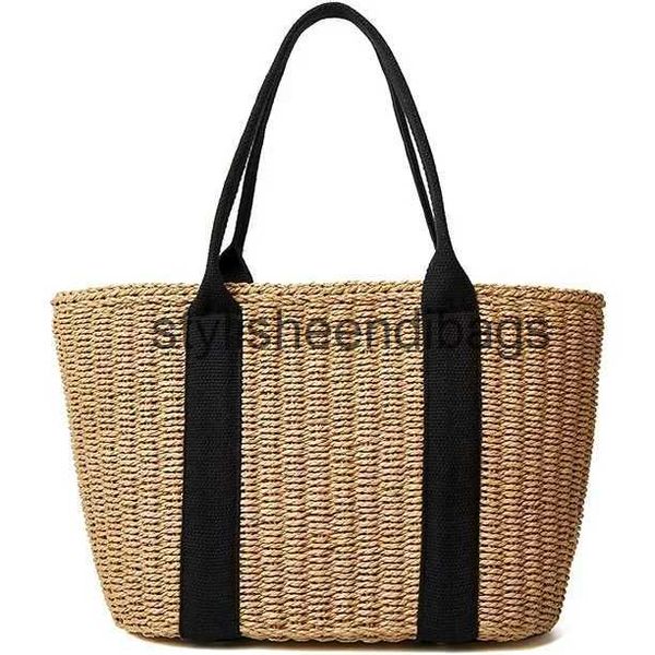 Sacs à bandoulière Lady Voyage Panier Bourse Casual Rotin Grande Capacité Fourre-Tout Designer En Osier Tissé Femmes Sacs À Main D'été Plage Paille BagH24217