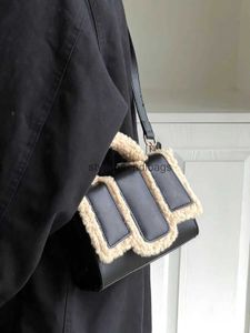 Sacs à bandoulière en laine d'agneau, nouveaux sacs à bandoulière polyvalents, doux et Cool, petits sacs noirs à la mode, 2023