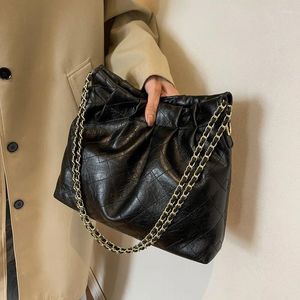 Schoudertassen grote tas voor vrouwen 2024 keten hoogwaardige Koreaans merk pu lederen vrouwelijke modeontwerper dames handtassen