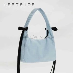 Bolsos de hombro izquierdo 2024 Spring Casual Small Bow Diseño Nylon Women Bolsos y bolsos Sweet Tending Simple Vintage Ladycatlin_fashion_bags