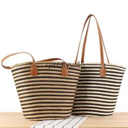 Bolsos de hombro Ocio y minimalista ig-capacidad bolsa de viaje al aire libre playa vacaciones hierba tejida a rayas soulderH2421