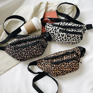 Sacs à bandouliers Leopard Print Women's Taist Sac Pu Leather Belt Feme Feme Foan Fanny Pack Crossbody Chest Flannel