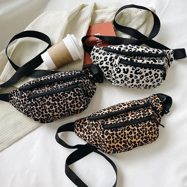 Bolsos de hombro leopardo estampado de la cintura para mujeres PU Cinturón de cuero de cuero Fanny Fanny Pack Flannel de cofre