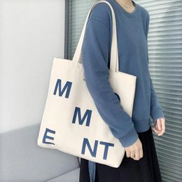 Schoudertassen brief canvas shopper tas voor vrouwen 2024 grote capaciteit tote Koreaanse stoffen dames eco herbruikbare winkels handtas