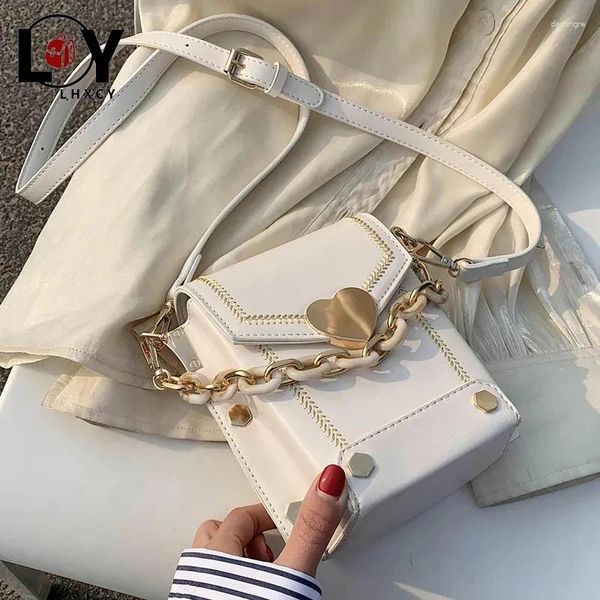 Sacs à bandouliers lhxcy style coréen tout-match rectangle crossbody bobe de haute qualité sac en cuir pu et sacs à main luxe de mode de mode