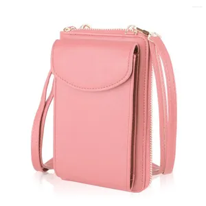 Bolsos de hombro Ligero para mujer Cartera Bolso cruzado Monedero para teléfono celular Impermeable Multifuncional Cuero de PU Ranuras para tarjetas Manos libres Suave