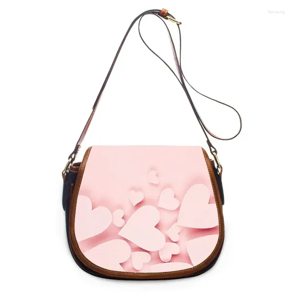 Bolsos de hombro amor Corazón colorido Moda de estampado de rosa Mujeres Magos cruzados Bolsos de lujo con cremallera