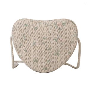 Sacs à bandoulière Amour Coeur En Forme De Paille Sac Fleur Femmes Tissé Bandoulière Doux Messager Dames Décontracté