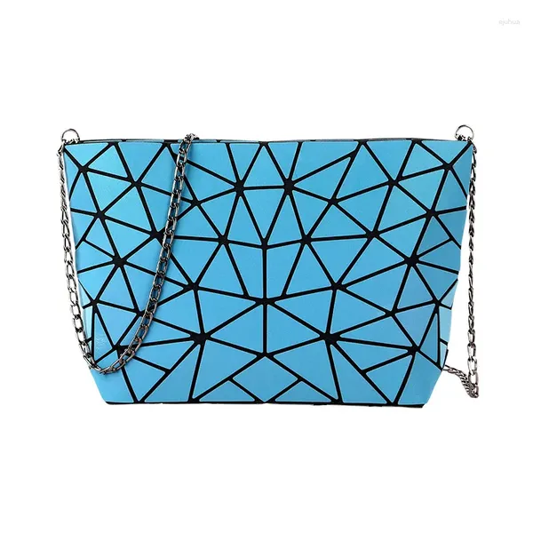 Bolsos de hombro para mujeres luminosas geometría de geometría acolchada holograma holograma láser