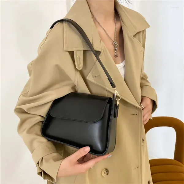 Sacs à bandoulière de luxe pour femmes, sac en cuir PU noir, sacoches Beige, pochette, petit sac à main, fourre-tout féminin