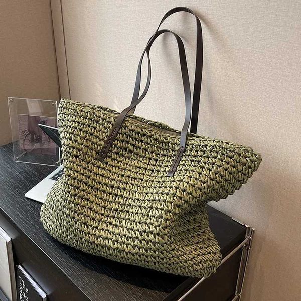 Bolsos de hombro Diseño de lujo Bolsos de mano tejidos de paja Verano Casual Gran capacidad andbags Nueva moda Mujer Soulder Estilo simple Soppingstylishhandbagsstore