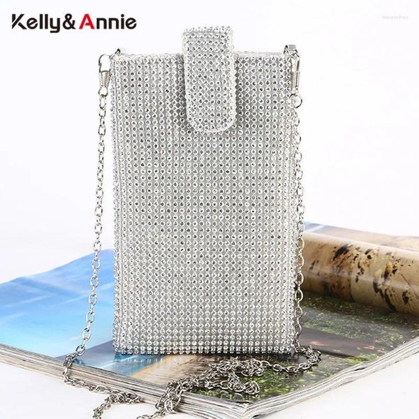 Sacs à bandoulières Designer Luxury Crystal Chain Femmes Sac Rignestone Small Phone Minies Mini Messager Messenger Femme