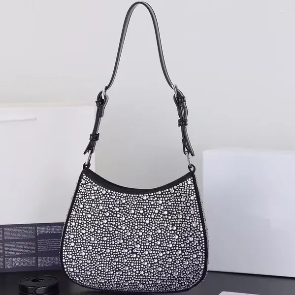 Bolsos de hombro Bolsos de diseñador de lujo para mujeres 2024 Rhinestones Ladies Monedero Lápiz labial Moda Fiesta Diamante Axila