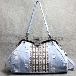 Schoudertassen Luxe Diamond Denim Soul Bag Rinestones Decoratief Vrije tijd en tas voor dames IG Hoge kwaliteit Messenger Bag voor meisjes Jurk Vintage Bagcatlin_fashion_bags