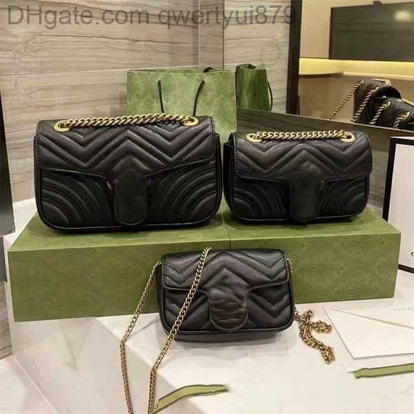 Bolsos de hombro de lujo marca famosa mujer bolso de diseñador cadena de cuero doble gs cuerpo cruzado color puro bolso