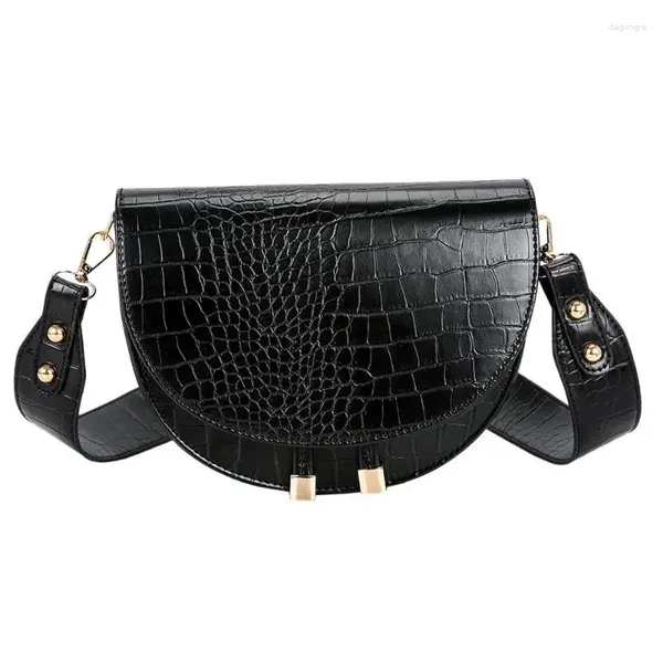 Sacs à bandouliers Luxury Fashion Femmes Crossbody Body Crocodile Semiccle Saddle Cuir Soft For Hands Sacs Dames Designer 2024