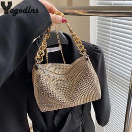 Schoudertassen Luxe Strass Ketting Crossbdoy Tas Vrouwelijke Draagbare Kleine Handtas Vrouwen Onderarm Kussen Dessiggn Clutch Purse