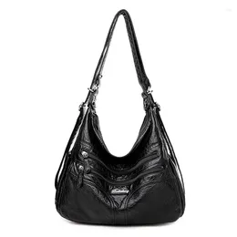 Bolsos de hombro de cuero suave de lujo Mujeres de moda femenina Bolsa escolar de gran capacidad Sac de alta calidad A DOS