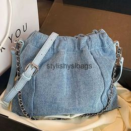 Schoudertassen Luxe Dames Merk Denim Crossbody Tas Casual Keten Jeans Emmer Messenger Bag H240330