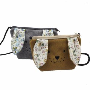 Bolsas de hombro M467 2024 Bolsa de mensajero para niños Cachemira Lana Bordado Lindo Cachorro Perro Tela floral Satchel Monedero Regalo al por mayor