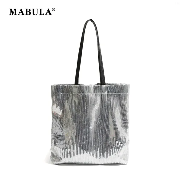 Sacs à bandoulières Mabula Sequin Fashion Shopping Purse pour femme nylon Lightweight Shine Tote Handsbag carré Femme