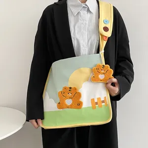 Sacs à bandoulière Sac messager mignon tigre femmes Kawaii étudiant fourre-tout toile grande capacité cartables latéraux