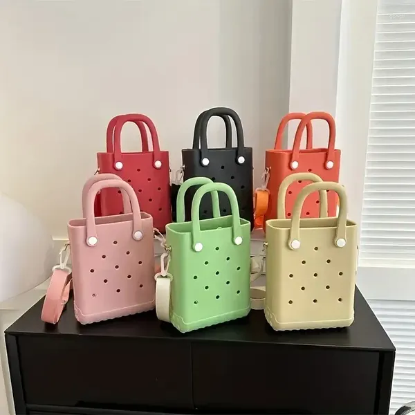 Bolsos de hombro mini goma de verano bolso de playa de eva hole de viaje TOTE Crossbody Storage Bolsos de almacenamiento Mujer impermeable deportivo al aire libre