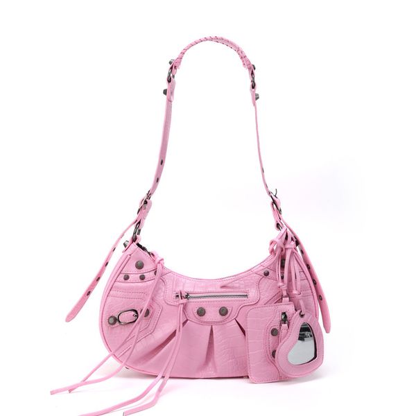 Bolsos de hombro, bolso de motocicleta, bolso Punk con diamantes de imitación, bandolera metálica, paquete de bolas de masa hervida, bolsos Hobo de cuero para mujer, bolso de lujo