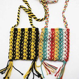 Sacs à bandoulière Sac de paille multicolore Femmes BOO Soulder Messenger Macrame Crocet Purse Coon Tassle ippie Styleqwertyui879