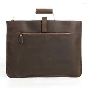 Sacs à bandoulière Nesitu Highend A4 Marron Vintage Épais Durable Véritable Crazy Horse Cuir Bureau Hommes Porte-documents Messenger Portefeuille M6004