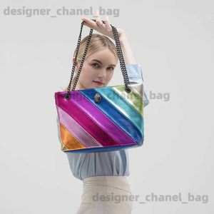 Schoudertassen Nieuw Modeontwerp Adelaarskop Zomer Mini Regenboog Dames Handtas Voegen Kleurrijke Crossbody Tas Patchwork Schoudertas 15 T240123