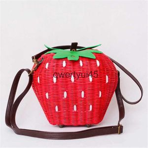 Sacs à bandoulière nouveau sac de paille raan pastoral tissé mode et sacs fruits fraise dessin animé MessengerH2421