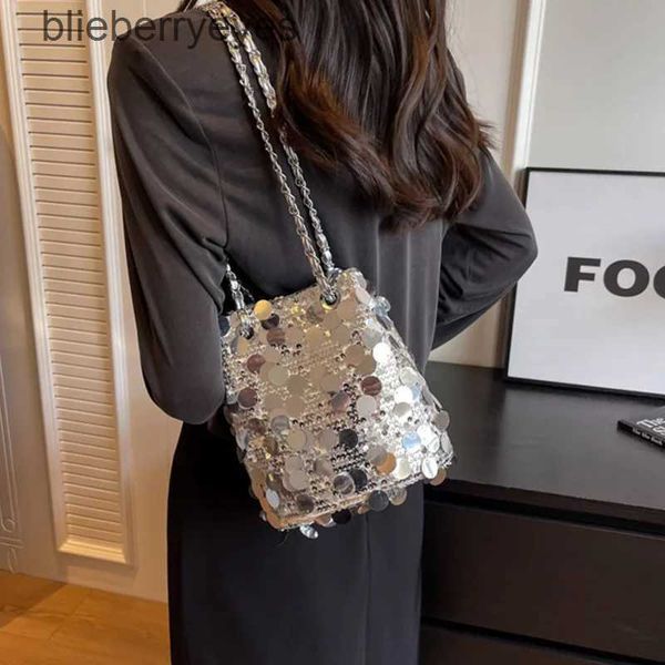 Bolsos de hombro Nuevas mujeres redondas grandes lentejuelas de la cadena de lujo Bolsas de diseñador de chapas damas bolsas de mano Crossbody cena de axilería satchelblieberryeyes