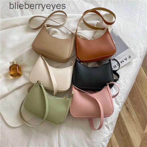 Bolsos de hombro nuevos bolsos de moda de color sólido retro para mujeres Bagas de cuero de cuero PU Mujeres casuales TrendblieBerryEyes