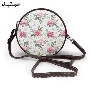 Schoudertassen leydesigns bloemen design vrouwen rond tas lederen dames cirkelvormige crossbody messenger dames portemonnee vrouwelijke bolsa