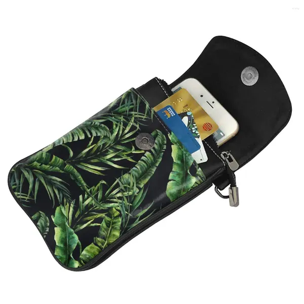 Bolsos de hombro NOISYDESIGNS Estampado de plantas Monedero para teléfono celular Mini billetera para teléfono inteligente Bolso con correa de cuero suave Bolso cruzado para mujer