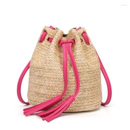 Schoudertassen One Straw Woven Ins Zomer 2024 Double Flow Sovjet Bucket Bag Messenger