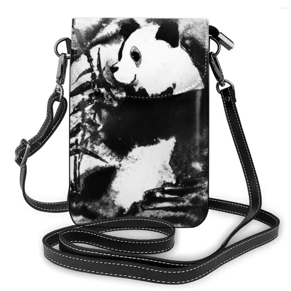Sacs à bandoulière imprimé Panda en cuir PU, sac à langer pour femmes, petite pochette pour téléphone portable, sac à main Bolso Messenger