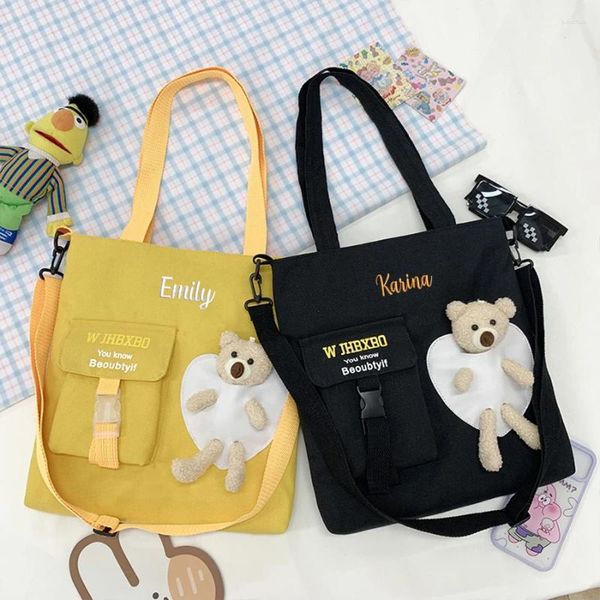 Bolsos de hombro bordado personalizado estilo preppy estudiantes de secundaria y escuela chica linda de gran capacidad una bolsa de mensajero