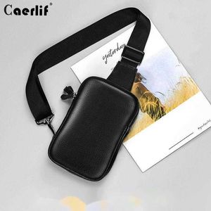 Schoudertassen Telefoon Echte mini lederen borst Trendy tas Mobiel voor alleenstaande mannen Koeienhuid Crossbody Merk kleine rugzak