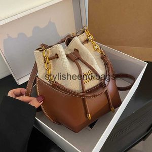 Schoudertassen fysieke winkelmarkt exclusieve kleurcontrast splitsen canvas bucket tas handtas modieuze onderarm enkele schouder crossbody H240401